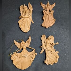 Wooden Like Angel Ornaments Set - Faith, Joy, Passion, and Glory